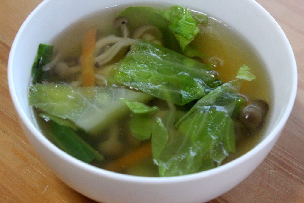 茹で汁を使った野菜スープ